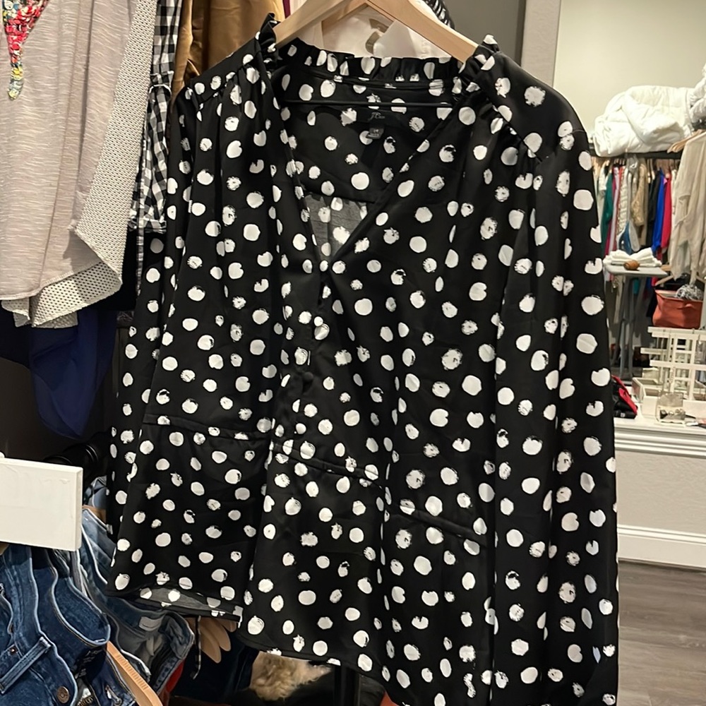 Jcrew polka dot blouse size 14